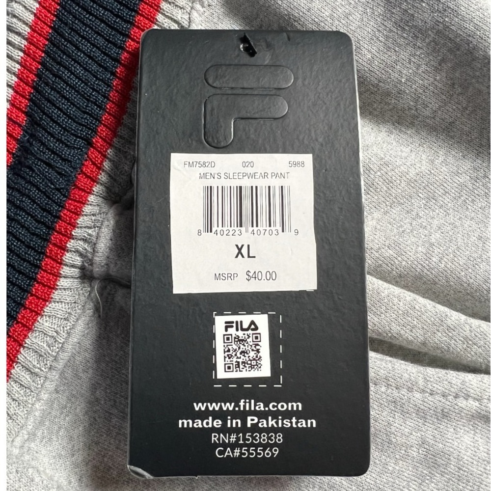 NWT Fila Men’s XL Sleepwear Jogger Pants Gray Logo Lounge Drawstring - Picture 7 of 10